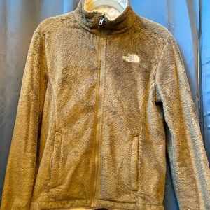 The North Face Brown Furry Zip Up. Size Medium